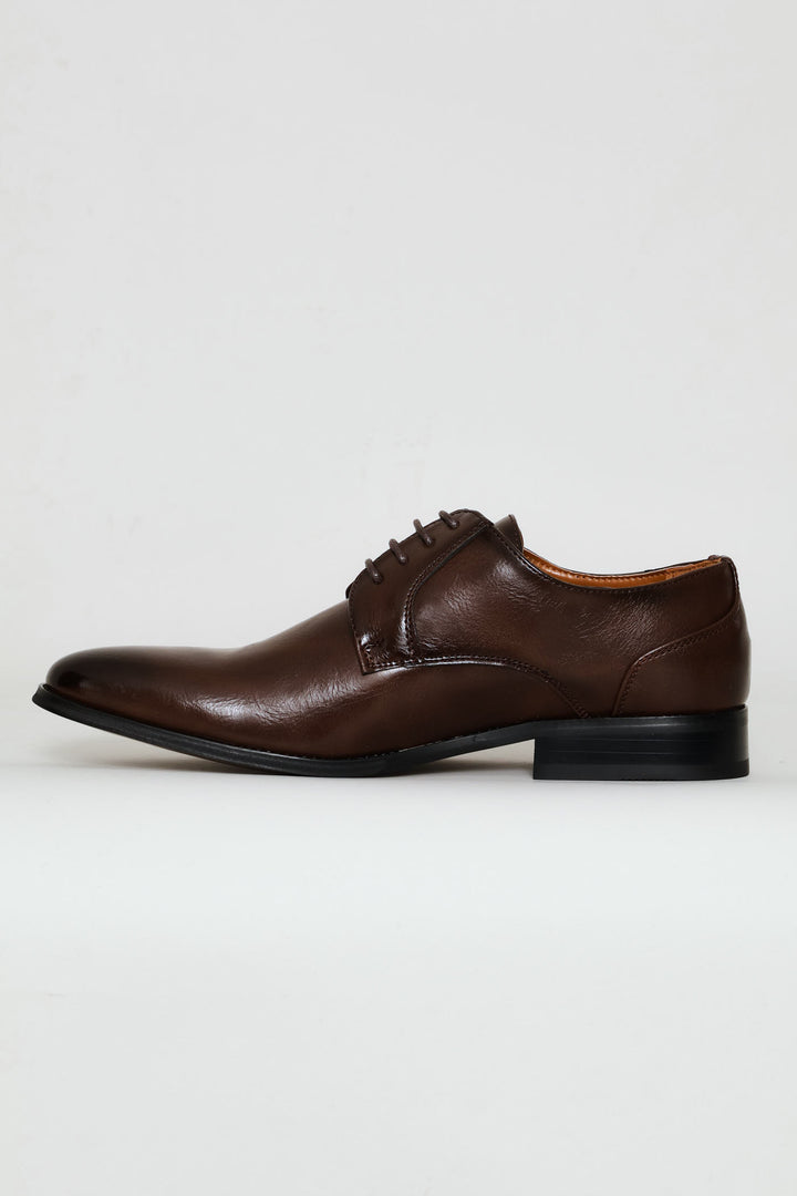 Punched Detail Derby Shoe - Brown