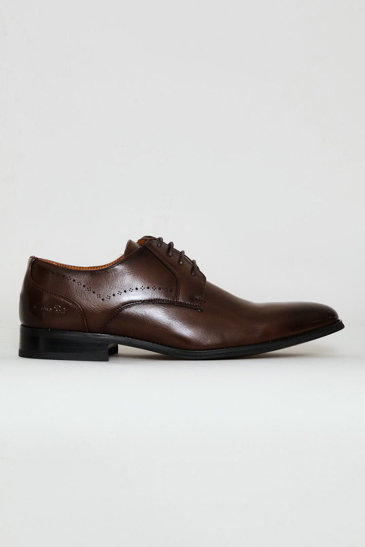 Punched Detail Derby Shoe - Brown