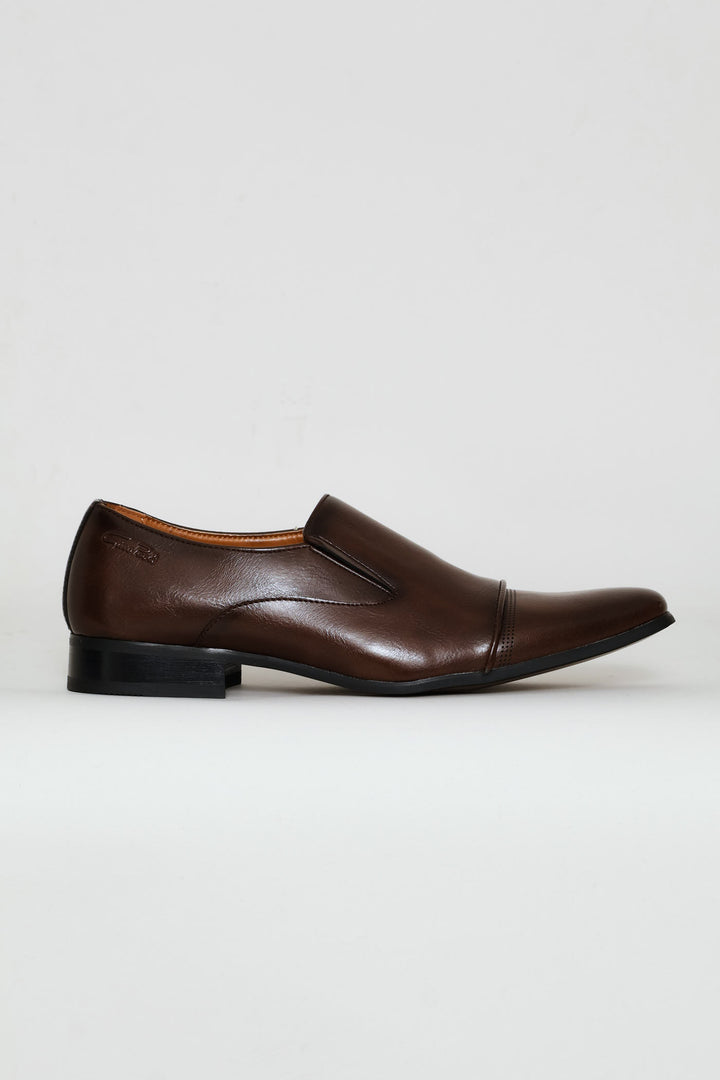 Slip On Smart Shoe With Toe Cap - Brown