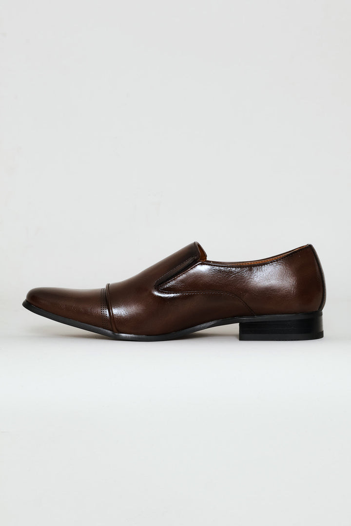 Slip On Smart Shoe With Toe Cap - Brown