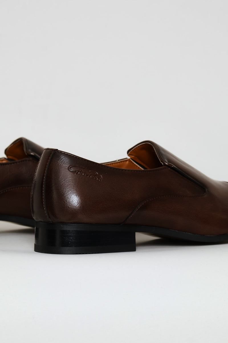 Slip On Smart Shoe With Toe Cap - Brown