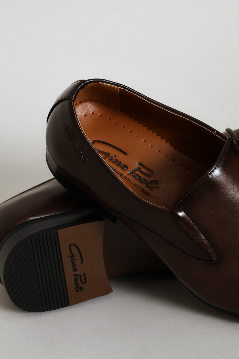 Slip On Smart Shoe With Toe Cap - Brown