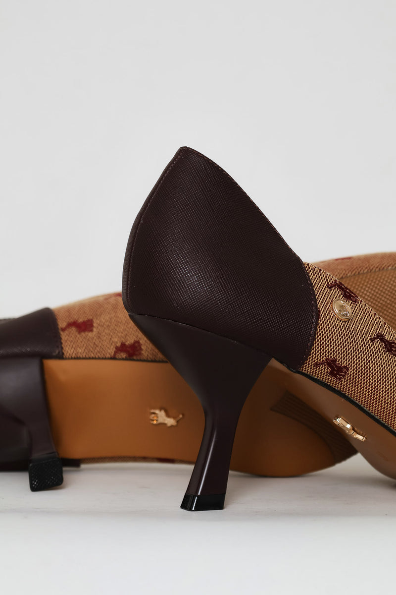 Jacquard Pointed Pump Heel - Burgundy