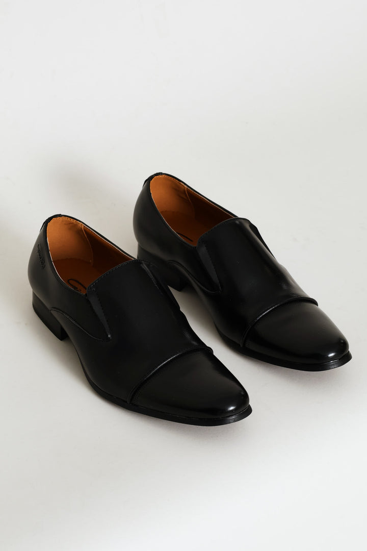 Slip On Smart Shoe With Toe Cap - Black