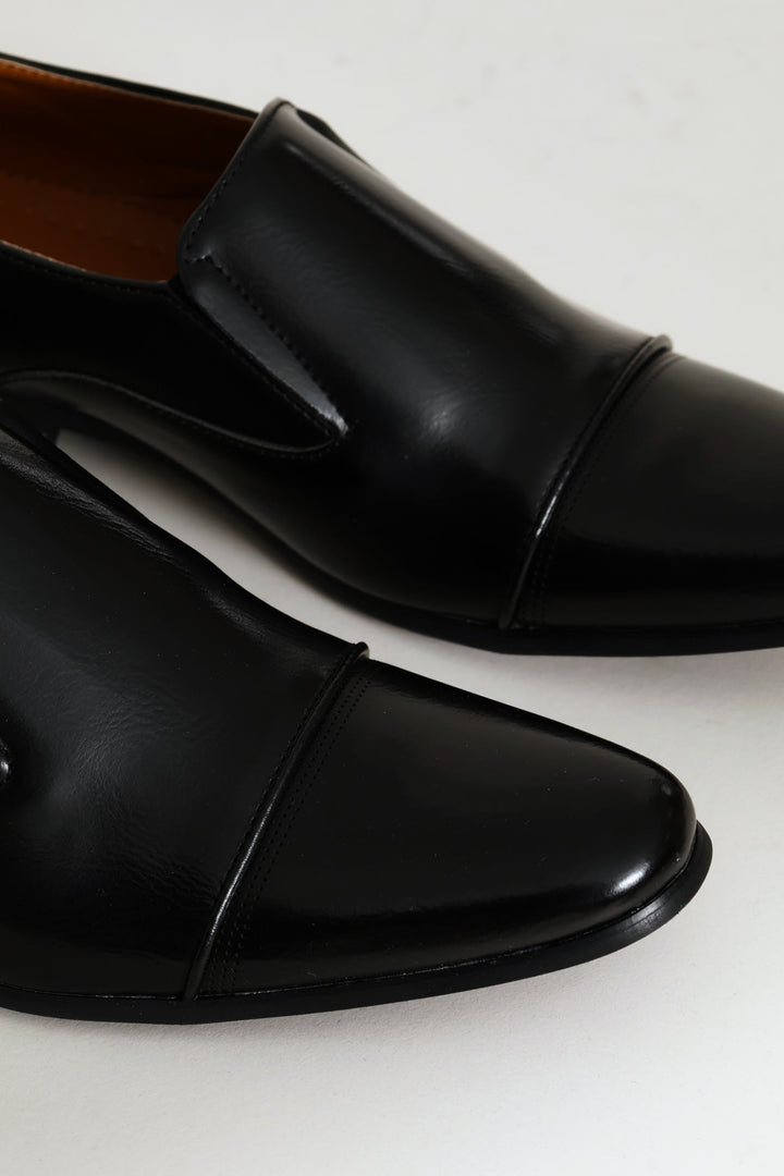Slip On Smart Shoe With Toe Cap - Black