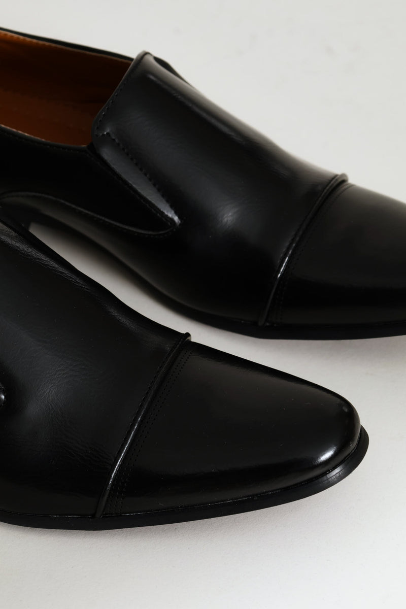 Slip On Smart Shoe With Toe Cap - Black