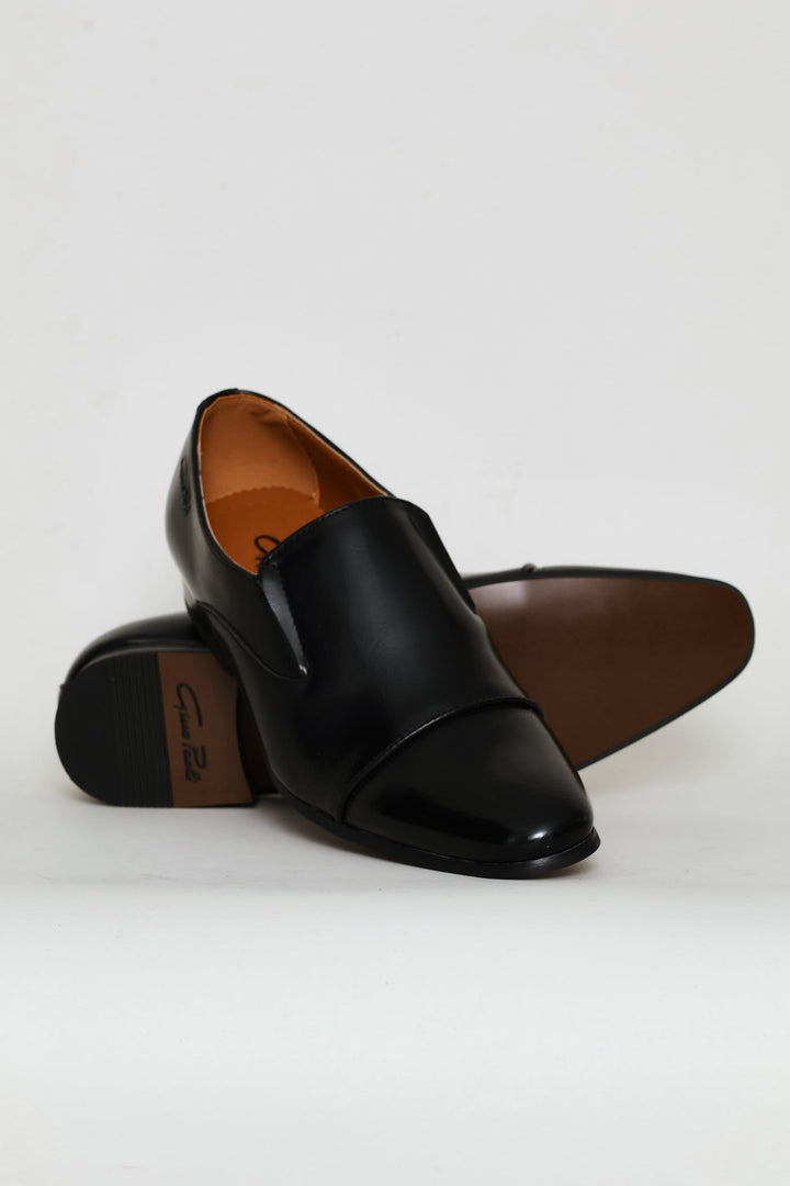 Slip On Smart Shoe With Toe Cap - Black