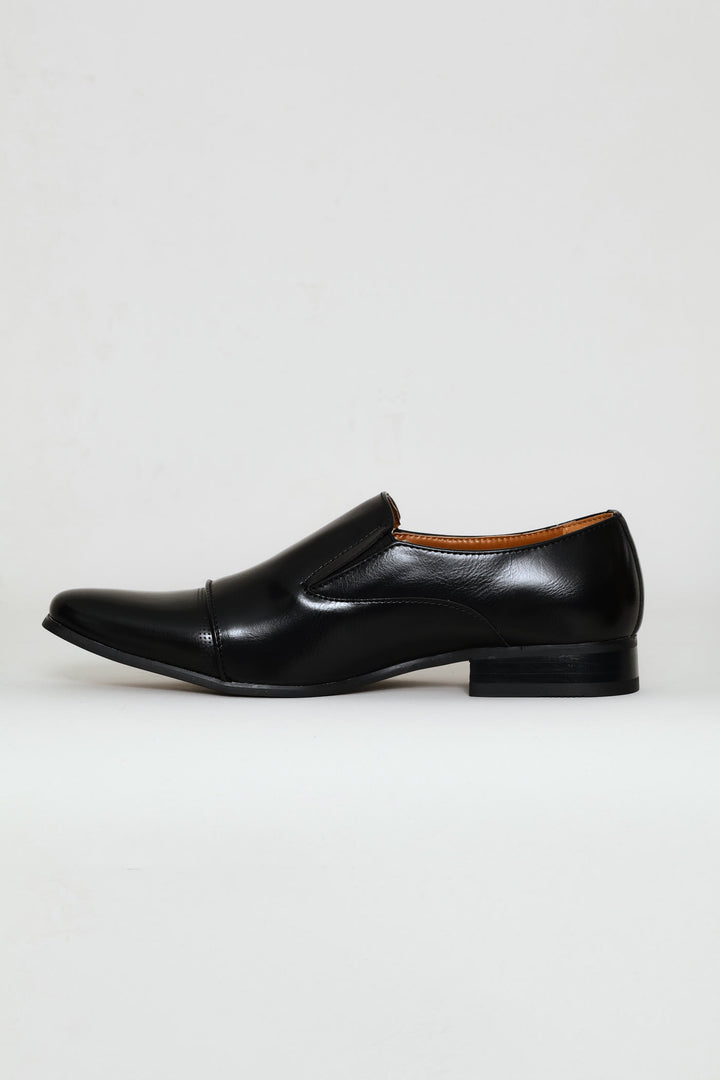 Slip On Smart Shoe With Toe Cap - Black