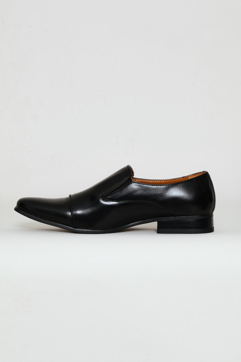 Slip On Smart Shoe With Toe Cap - Black
