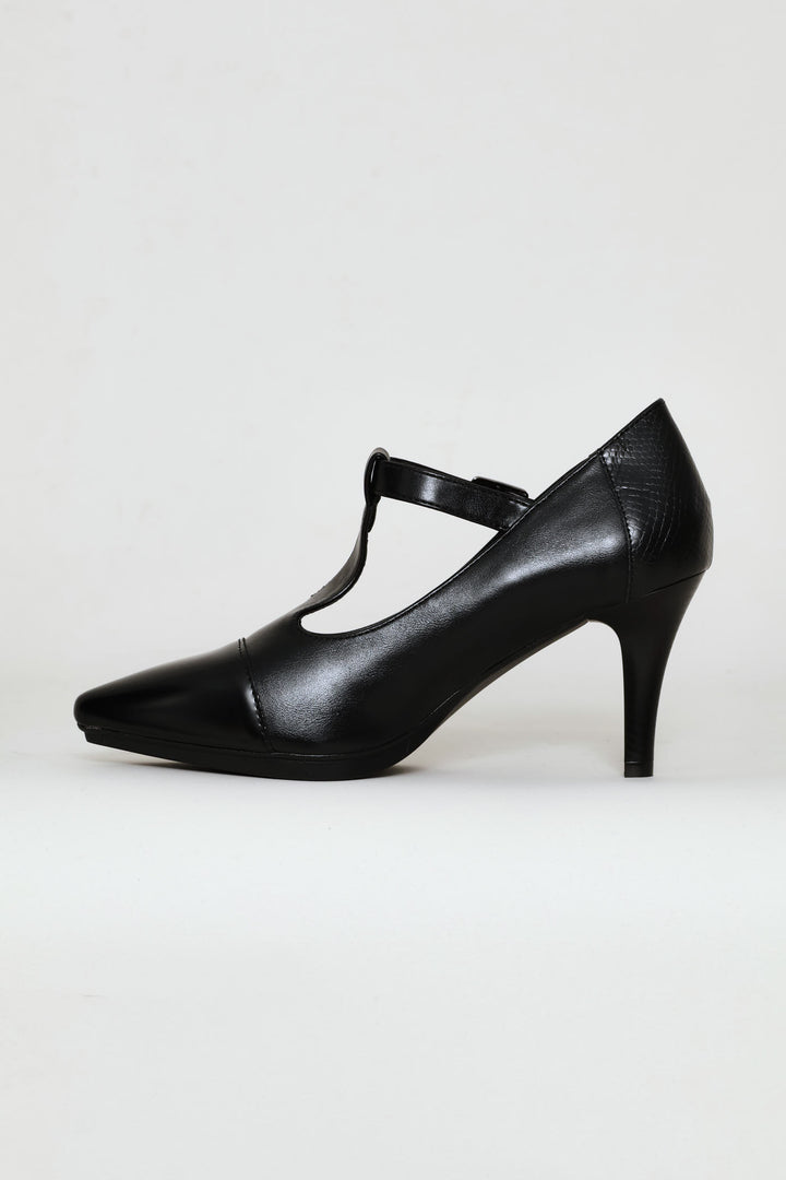 Phoenix Mary Jane T-Strap Heel - Black