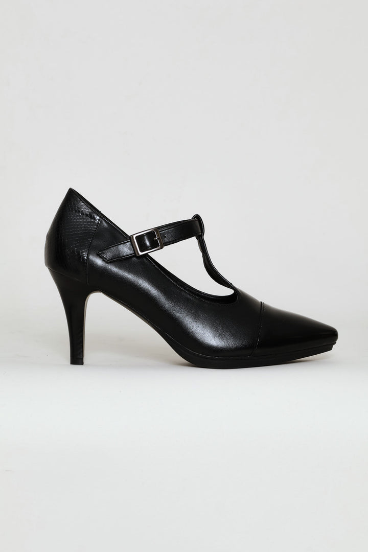 Phoenix Mary Jane T-Strap Heel - Black