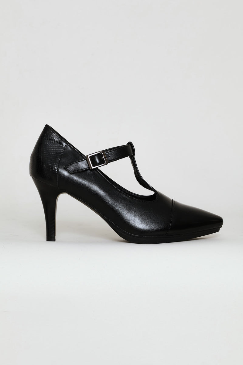 Phoenix Mary Jane T-Strap Heel - Black