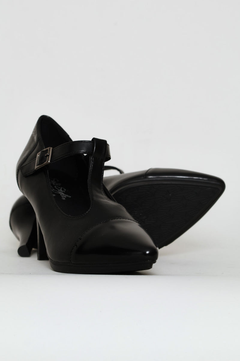 Phoenix Mary Jane T-Strap Heel - Black