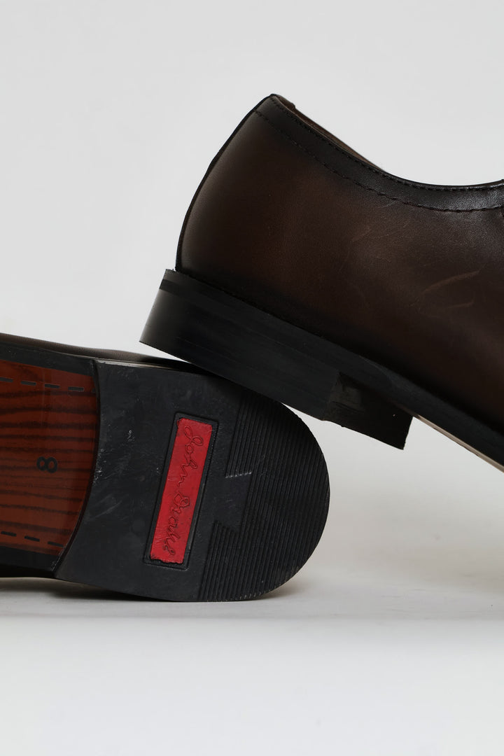 Punched Detail Oxford Lace Up Shoe - Chocolate