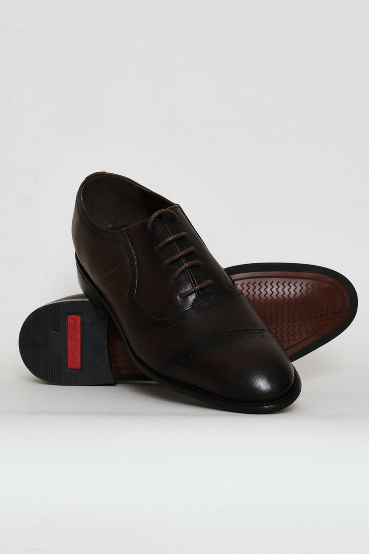 Punched Detail Oxford Lace Up Shoe - Chocolate