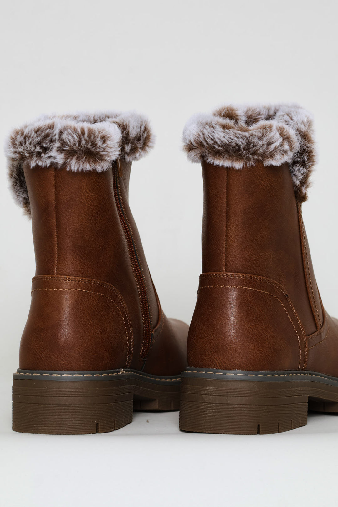 Soft Carol Fur Trim Boot - Brown