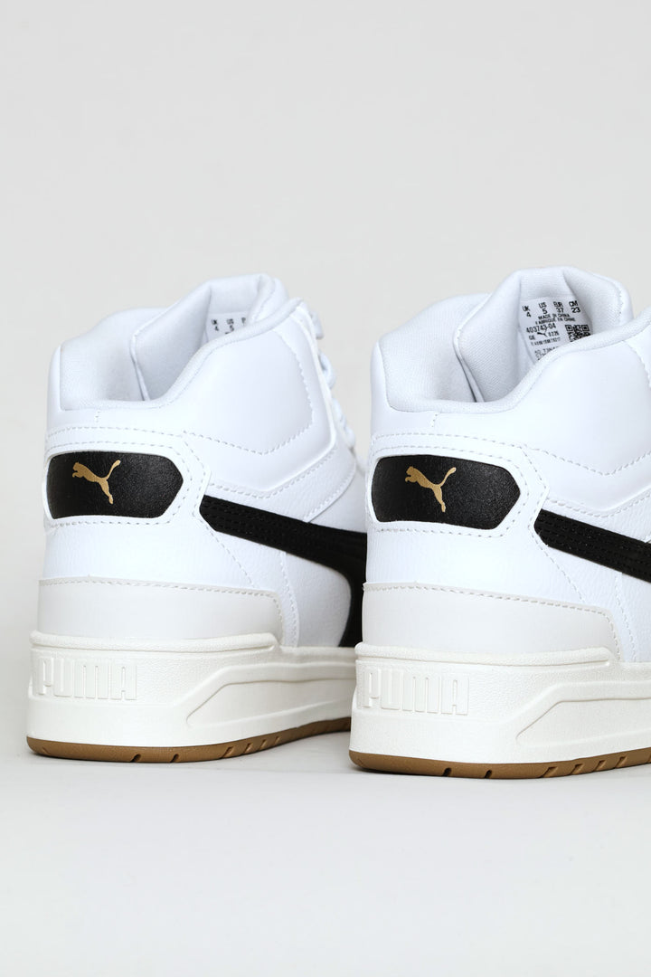 Boys Shuffle Downtown Mid Jr Sneaker - White/Black