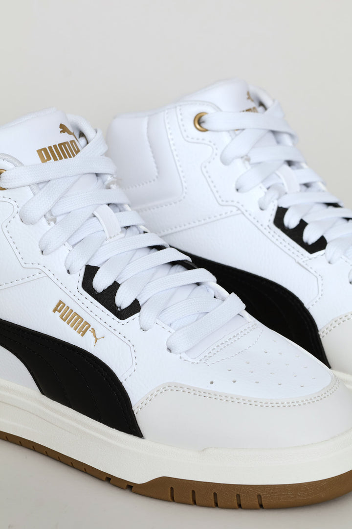 Boys Shuffle Downtown Mid Jr Sneaker - White/Black