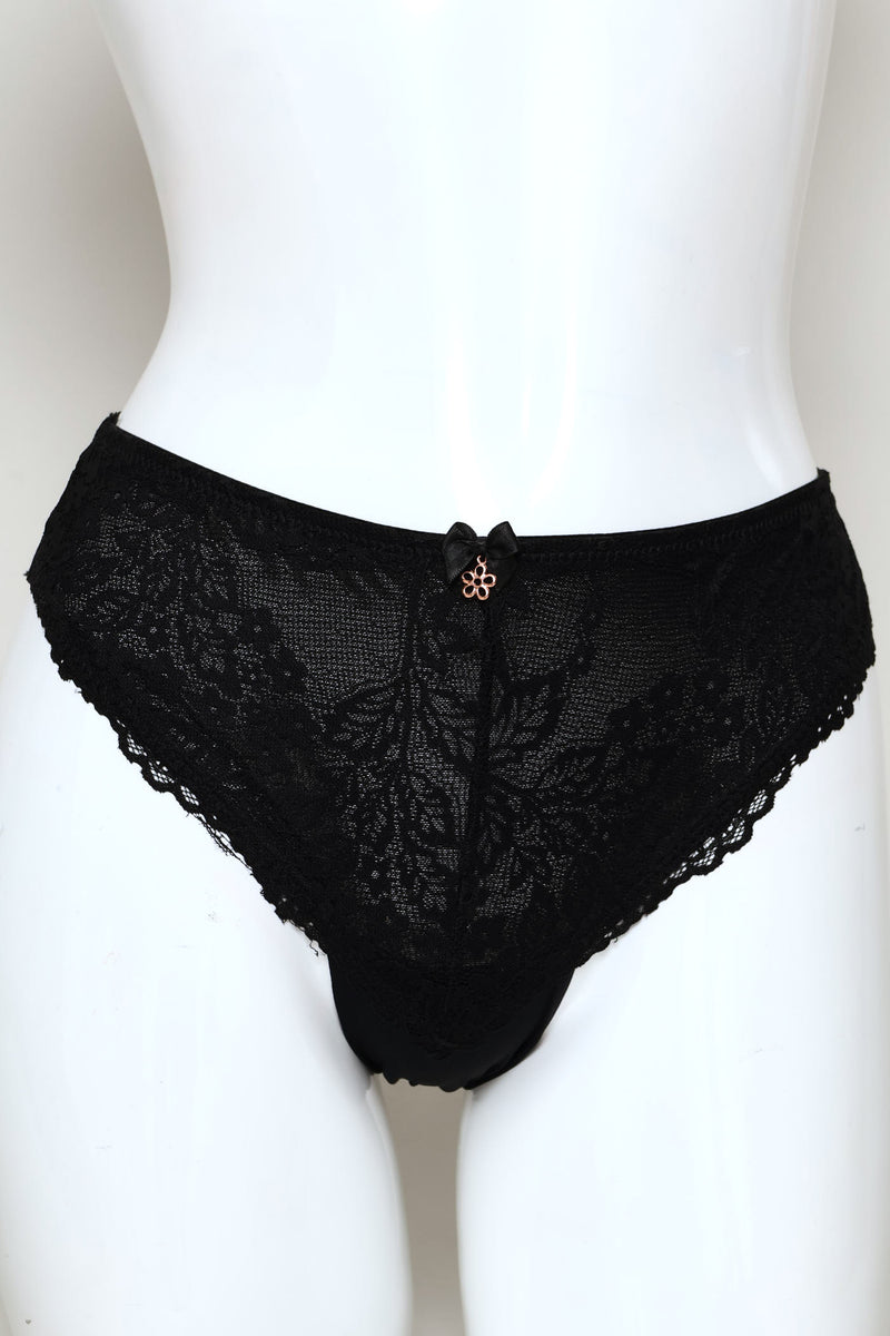 Mesh & Lace Brazilian Panty - Multi
