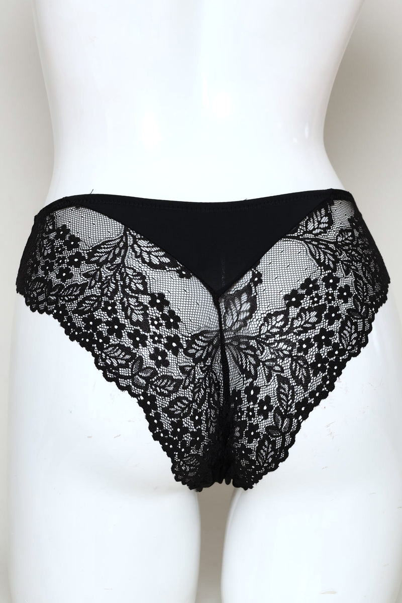 Mesh & Lace Brazilian Panty - Multi