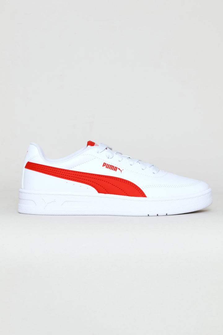 Boys Court Classic Clean Jr Sneaker - White/Red