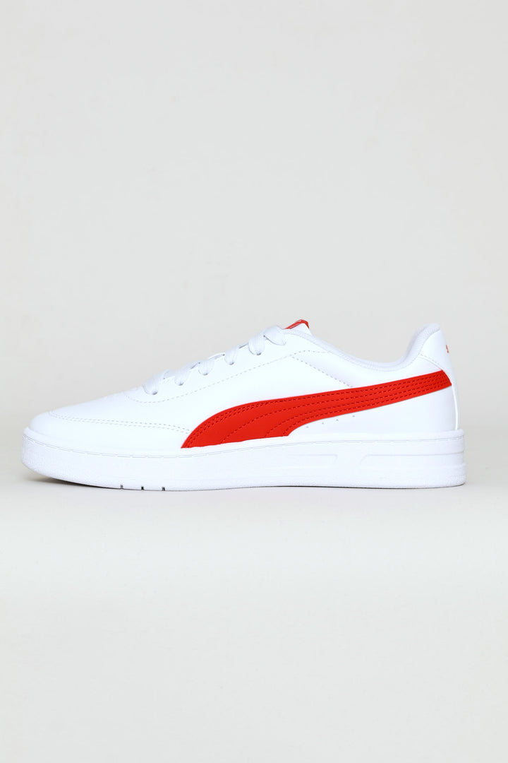 Boys Court Classic Clean Jr Sneaker - White/Red
