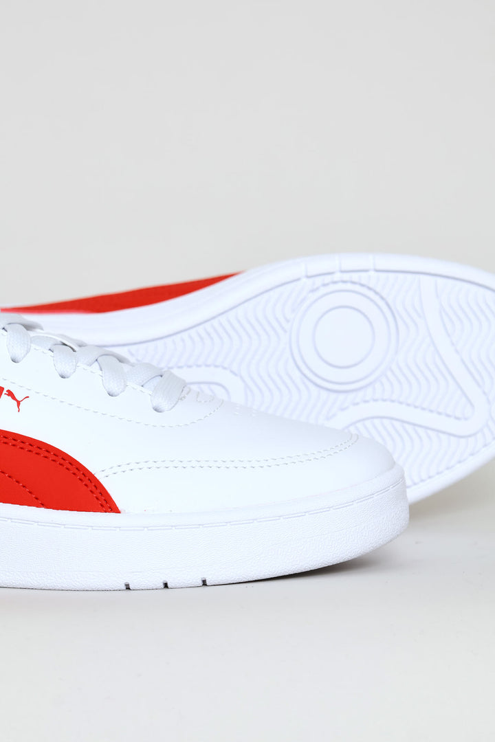 Boys Court Classic Clean Jr Sneaker - White/Red