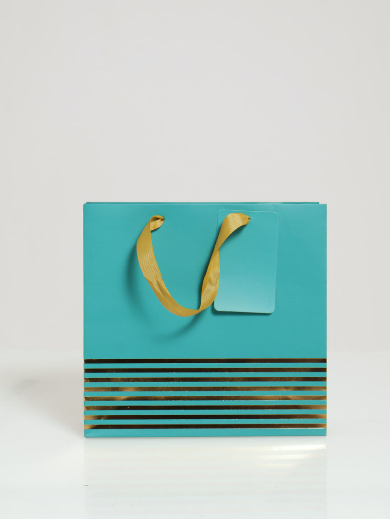 Gold Stripe Gift Bag - Teal
