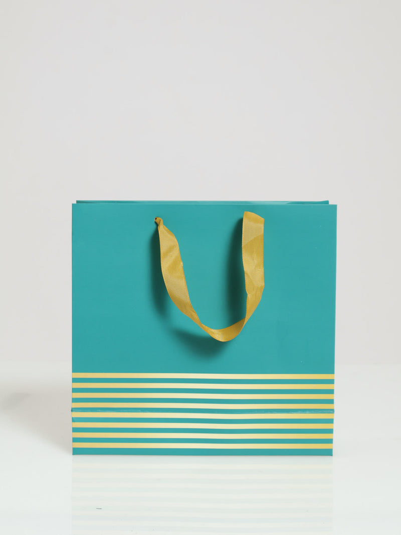 Gold Stripe Gift Bag - Teal