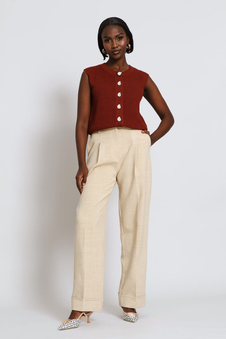 Shell Button Detail Waistcoat - Copper