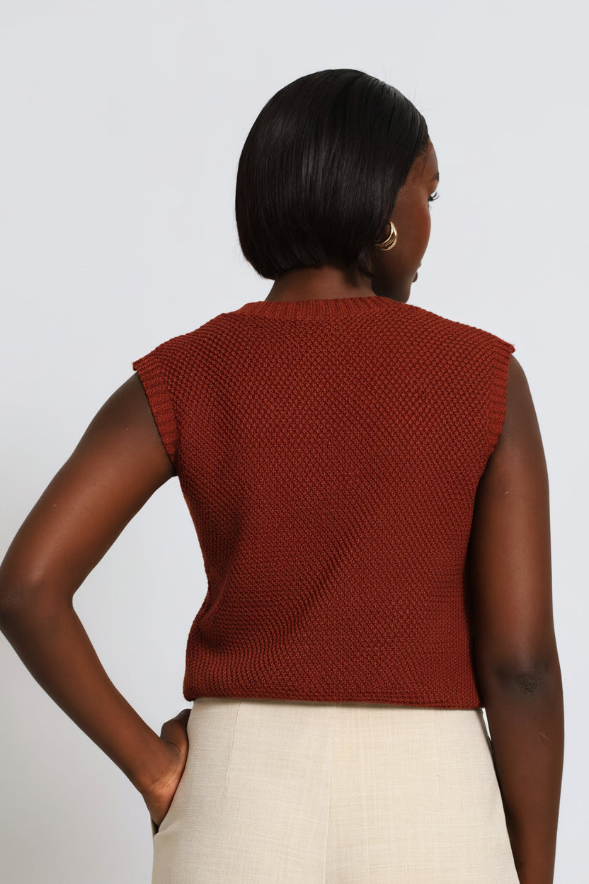 Shell Button Detail Waistcoat - Copper