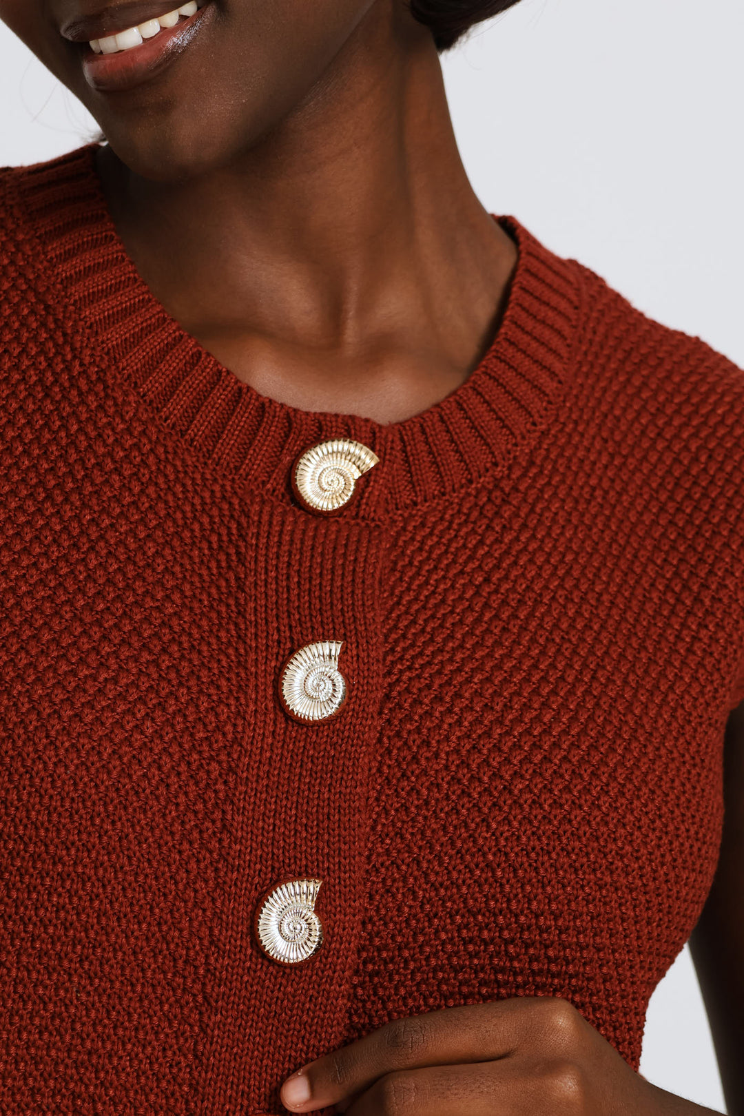Shell Button Detail Waistcoat - Copper