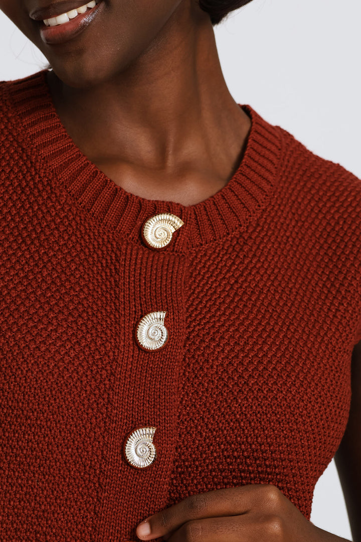 Shell Button Detail Waistcoat - Copper