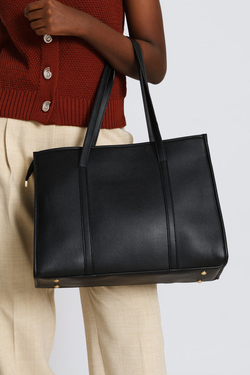 Square Panel Shopper Bag - Black
