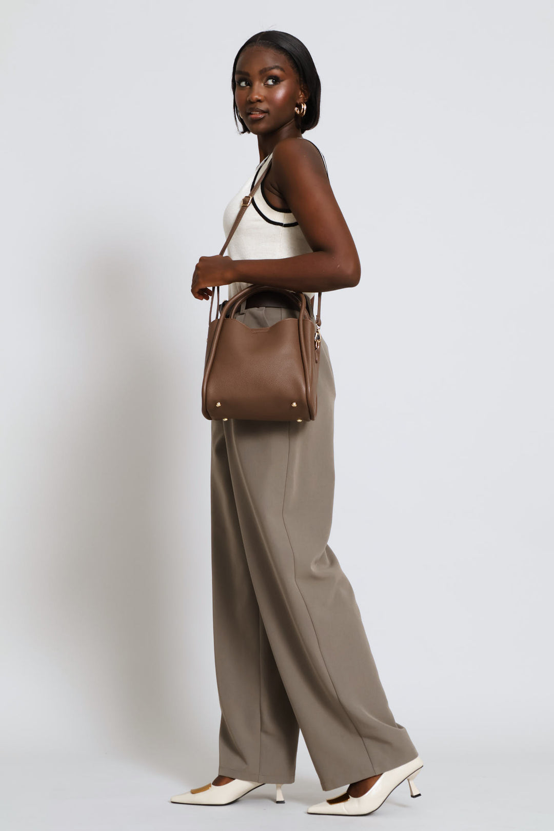 Top Handle Crossbody Bag - Mocha