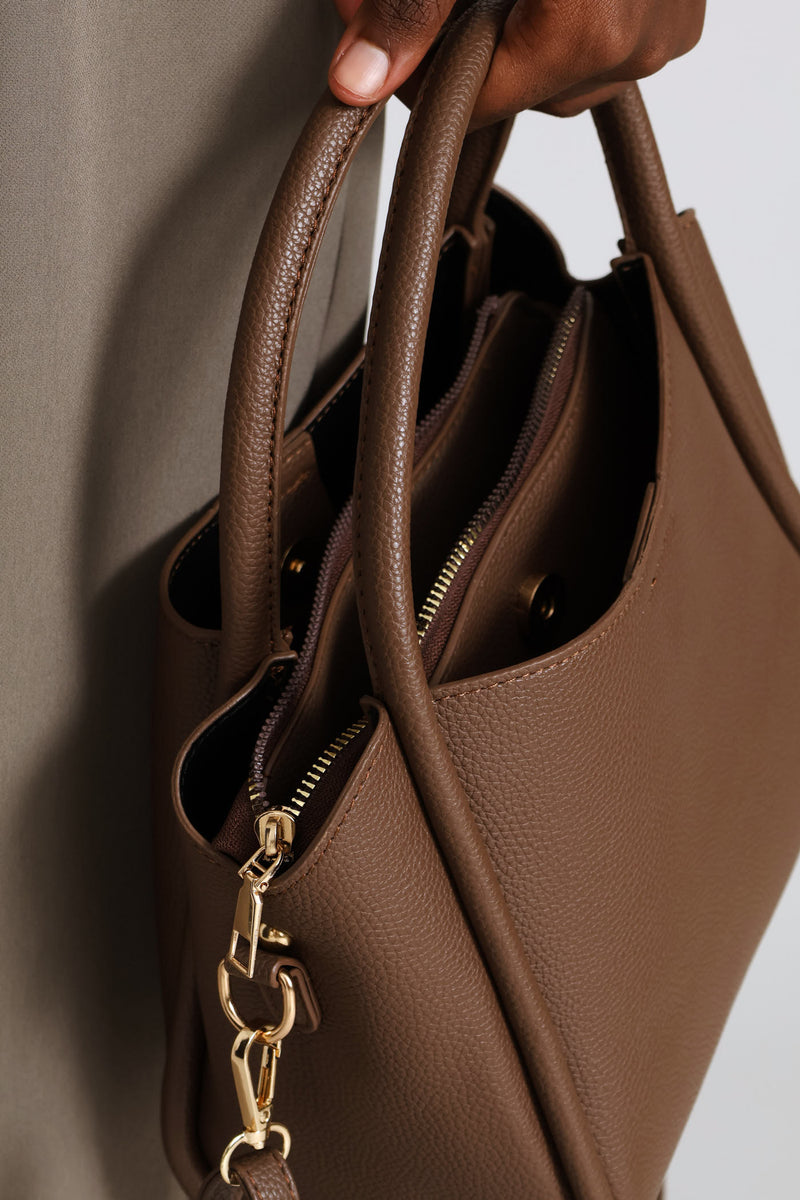 Top Handle Crossbody Bag - Mocha