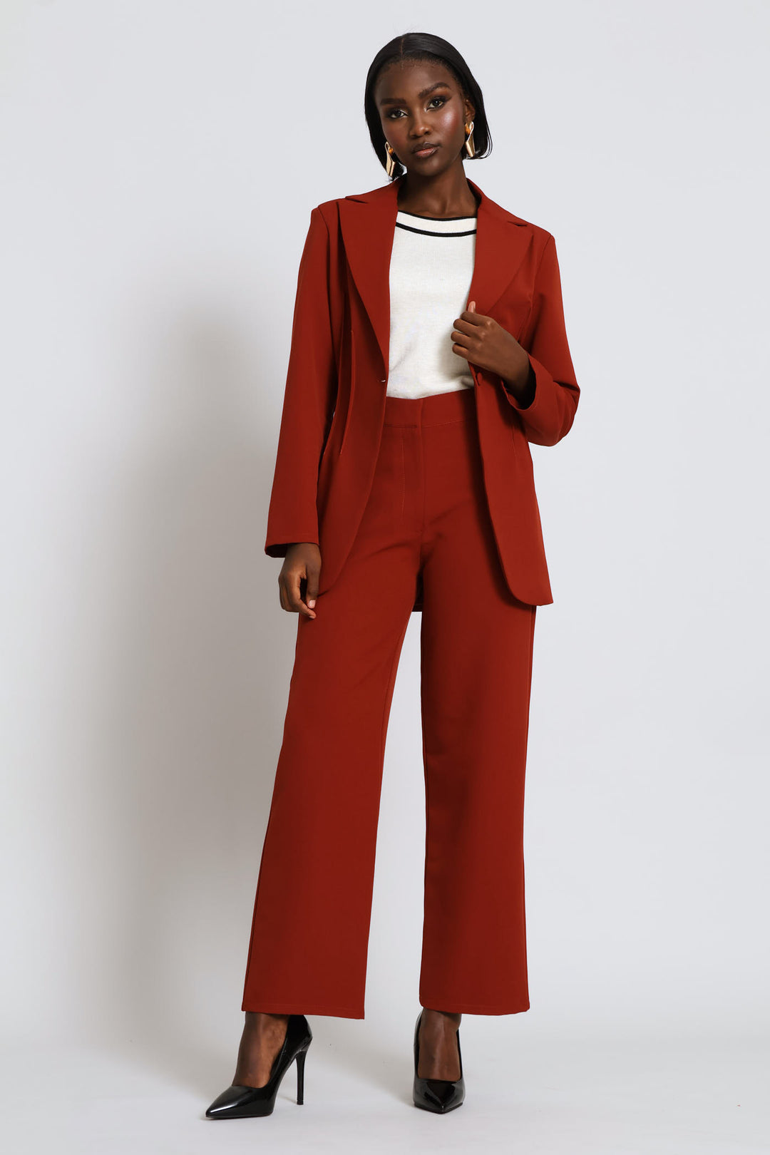 Welt Pocket Button Straight Leg Pant - Copper