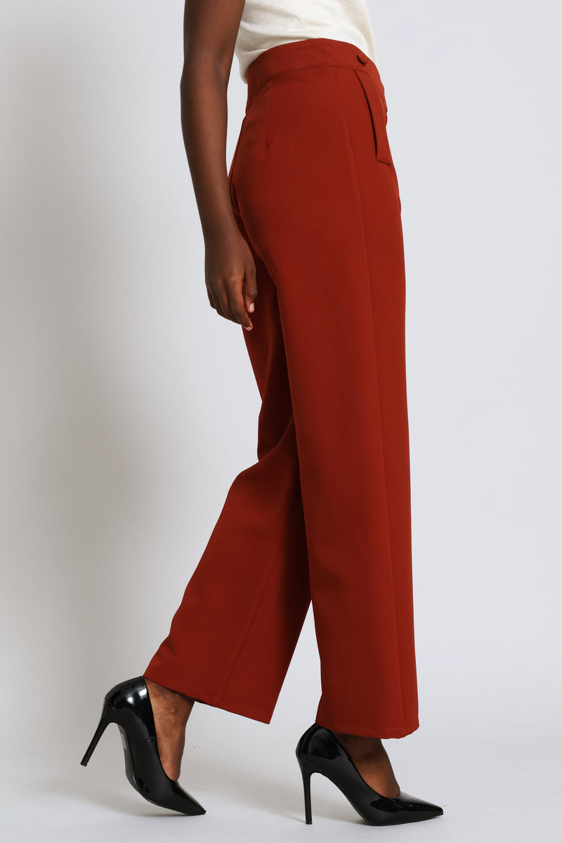 Welt Pocket Button Straight Leg Pant - Copper