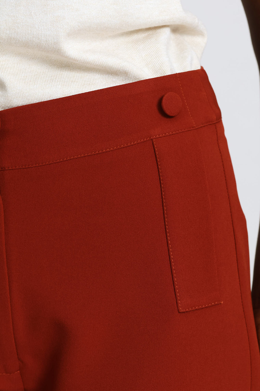 Welt Pocket Button Straight Leg Pant - Copper