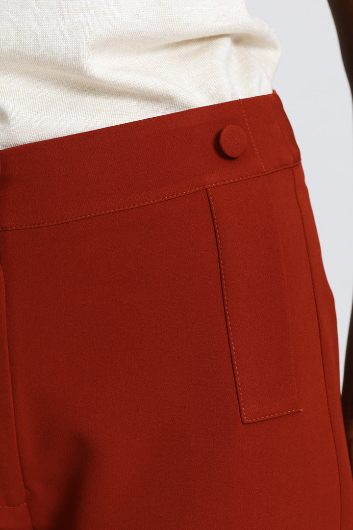 Welt Pocket Button Straight Leg Pant - Copper