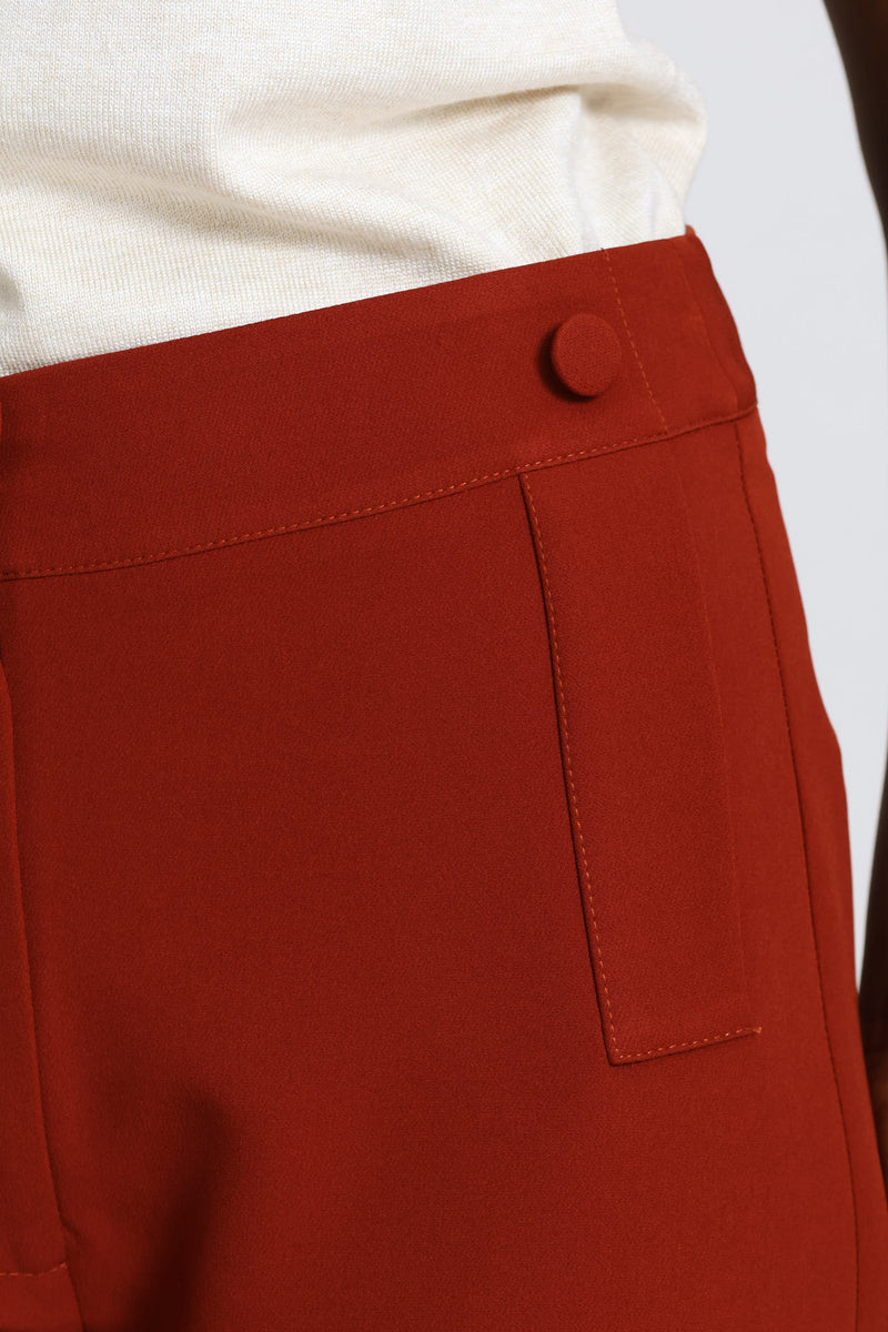 Welt Pocket Button Straight Leg Pant - Copper