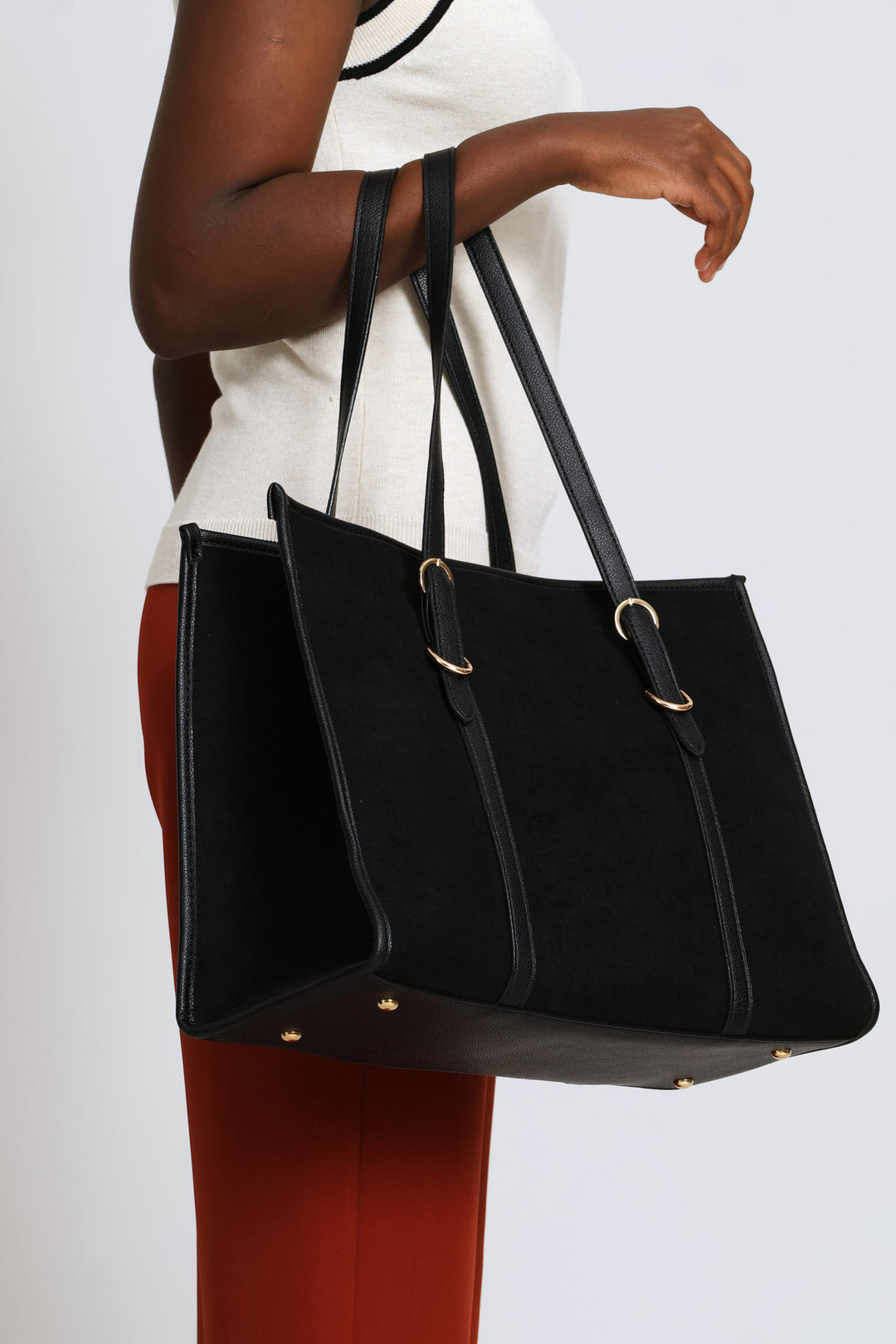 Square Panel Shopper Bag - Black