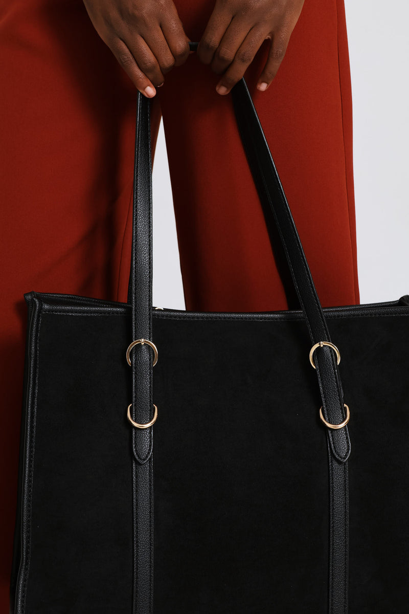 Square Panel Shopper Bag - Black