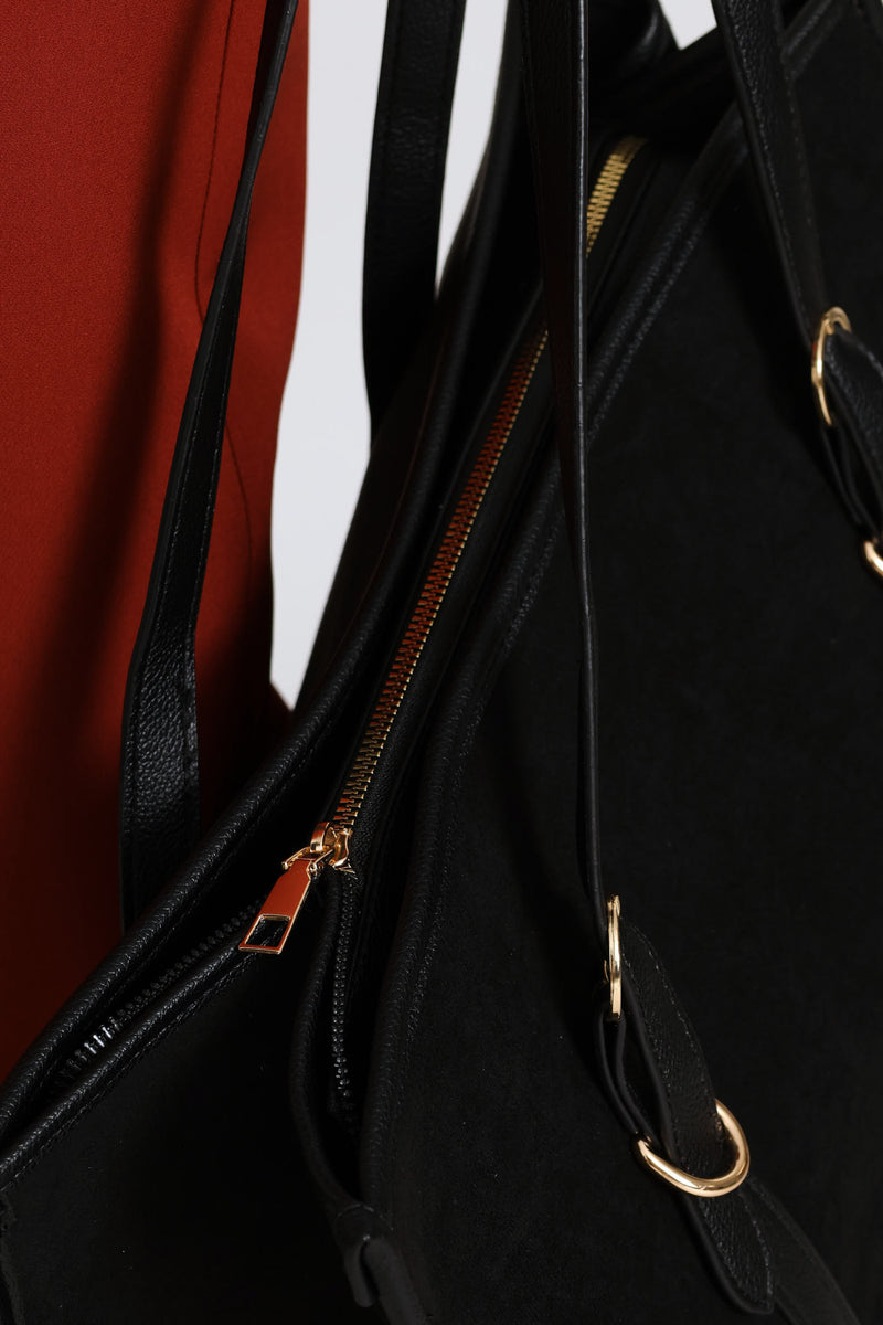 Square Panel Shopper Bag - Black