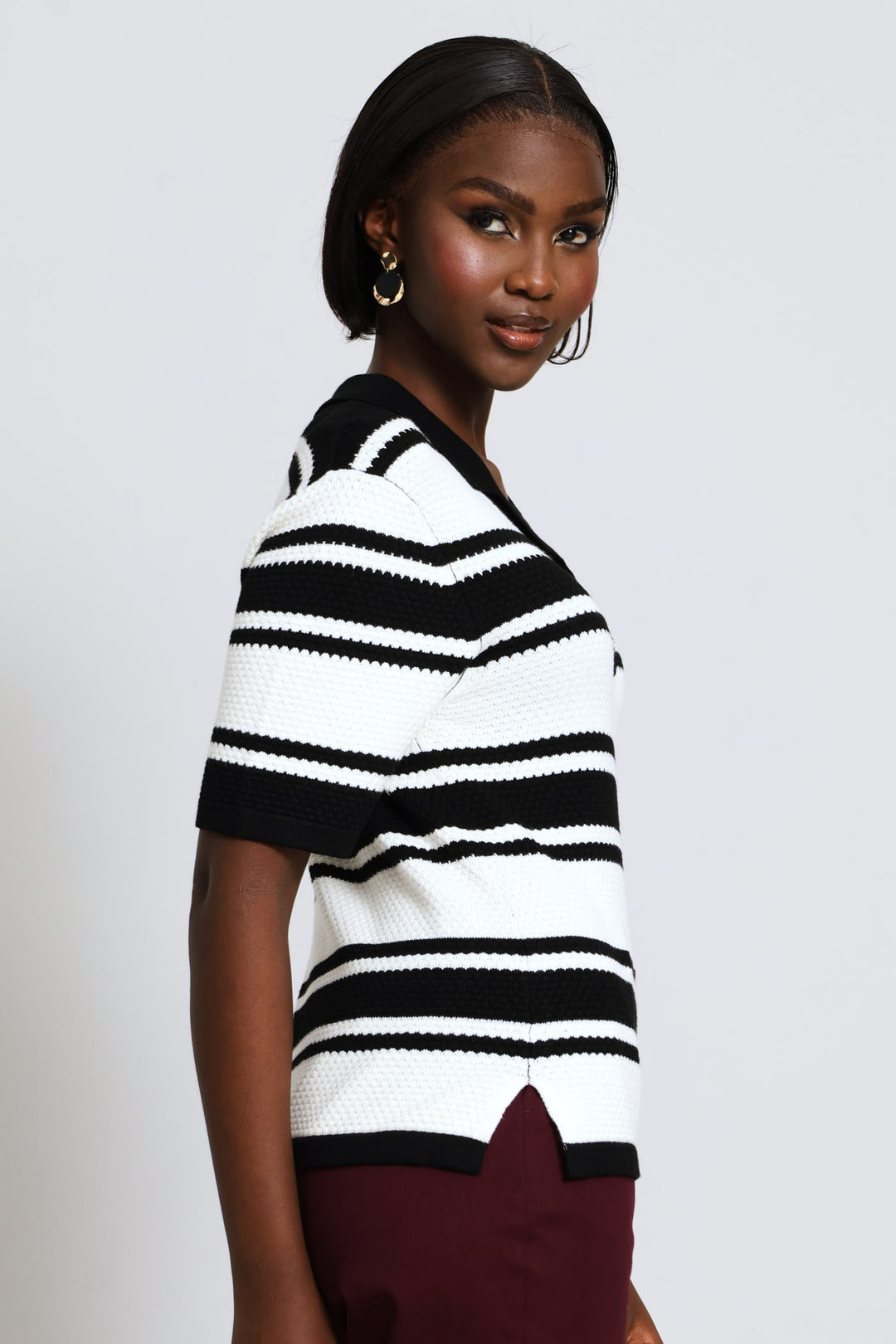 Striped Monochrome Golfer - Cream/Black