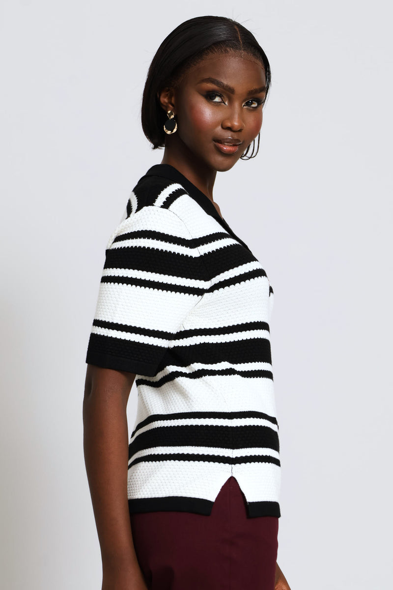 Striped Monochrome Golfer - Cream/Black