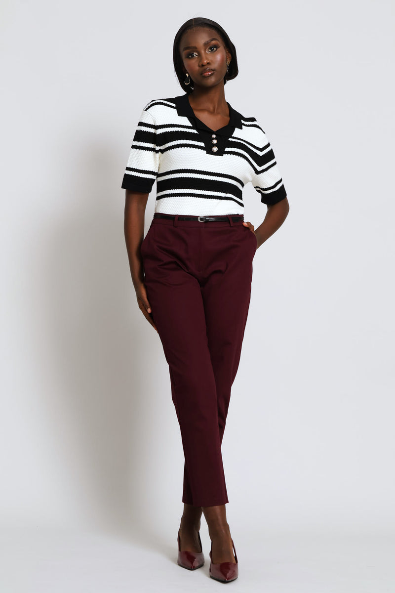 Striped Monochrome Golfer - Cream/Black