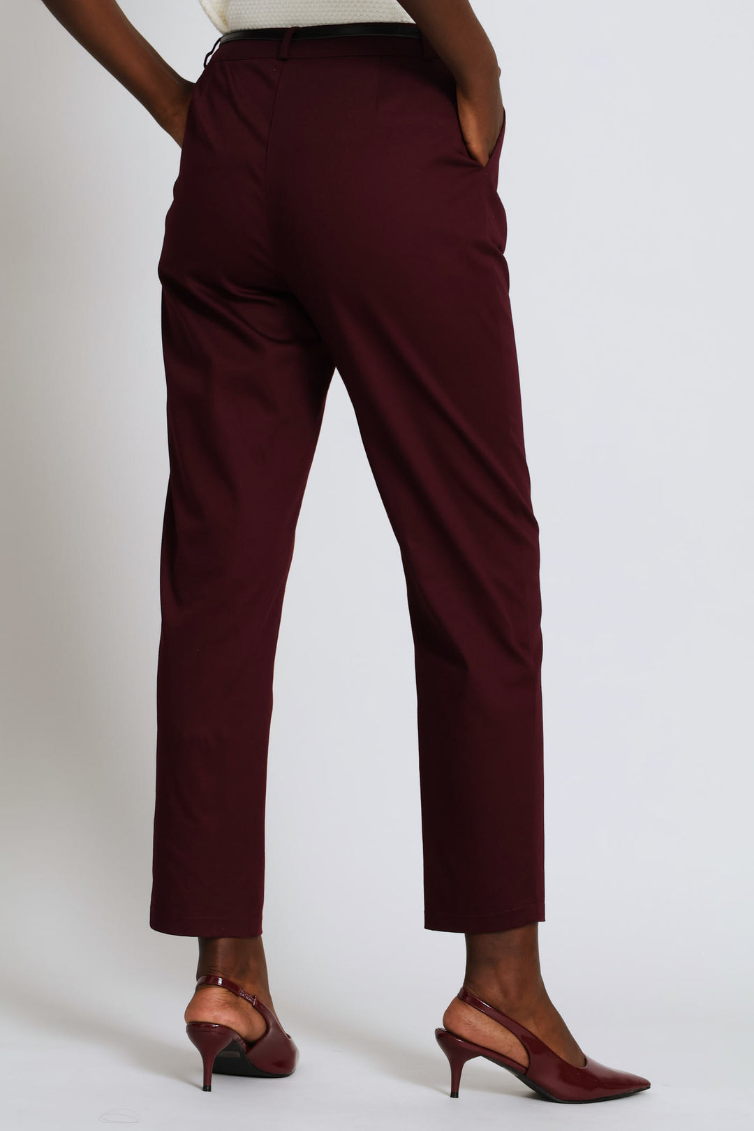 Chino Belted Pant - Burgundy