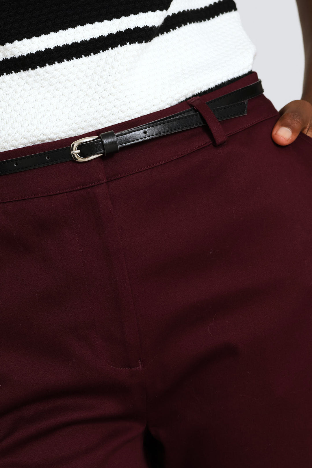 Chino Belted Pant - Burgundy