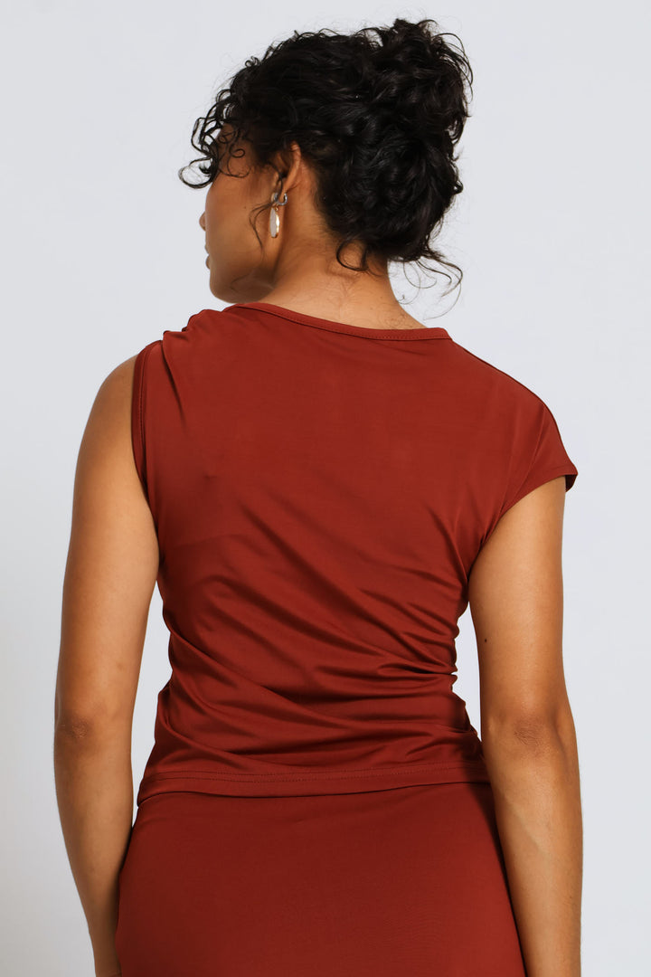 Shoulder Trim Slinky Tank Top - Copper
